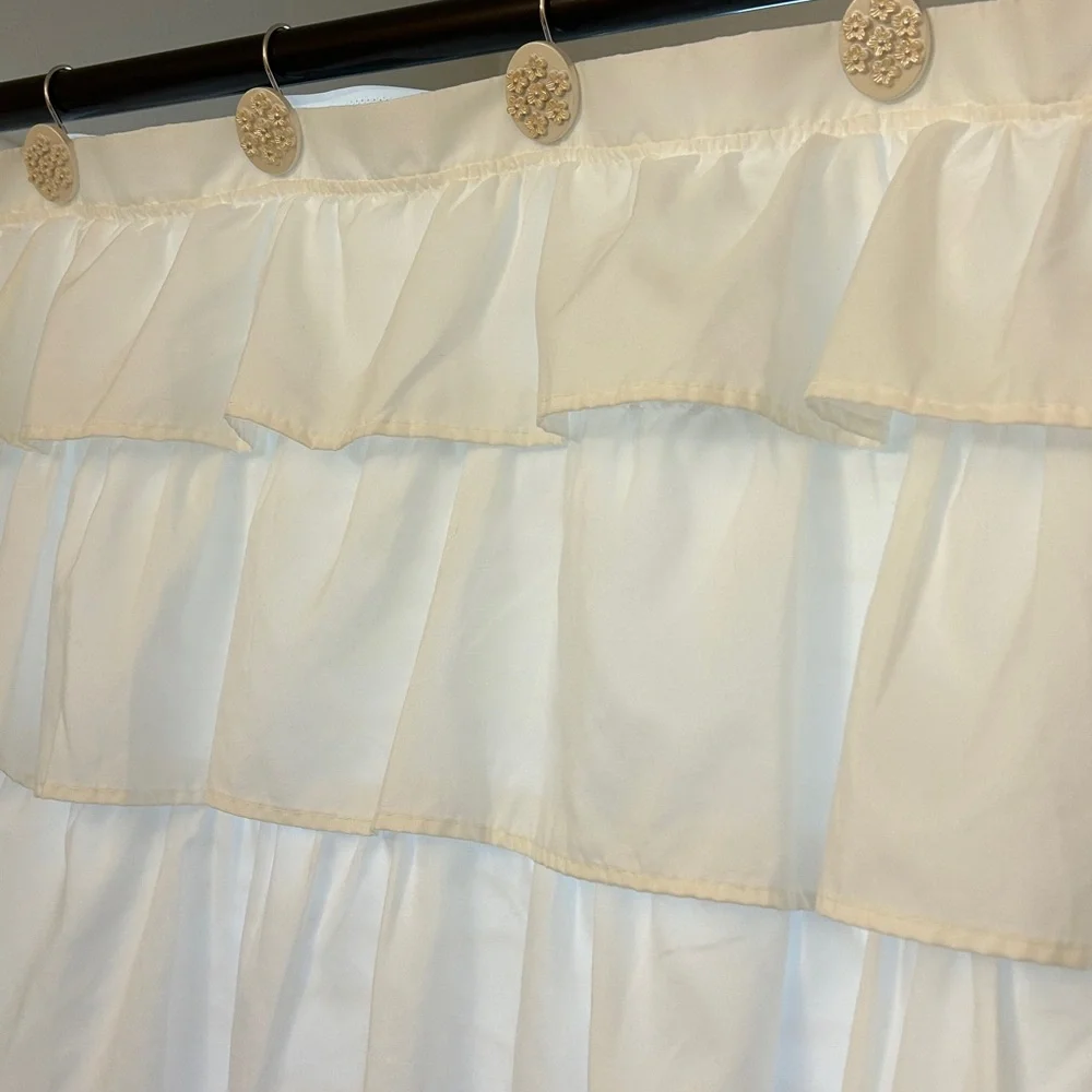 Shower Curtain Farmhouse White with Grace Ruffled 72
